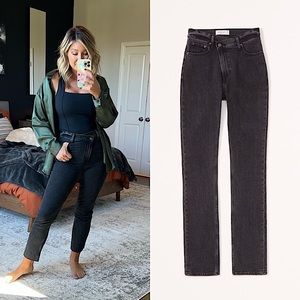 Abercrombie & Fitch Criss Cross Waist 90s Straight Leg Jeans Ultra High Rise
